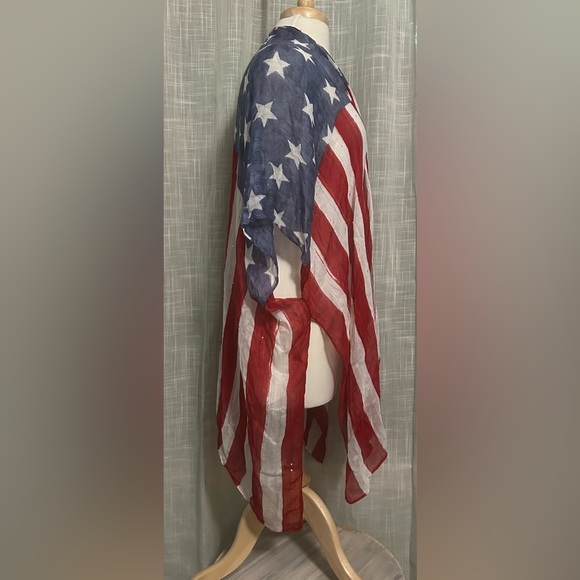 Stars & Stripes kimono top cover up One Size 4th of July Holiday American Flag - Picture 4 of 8
